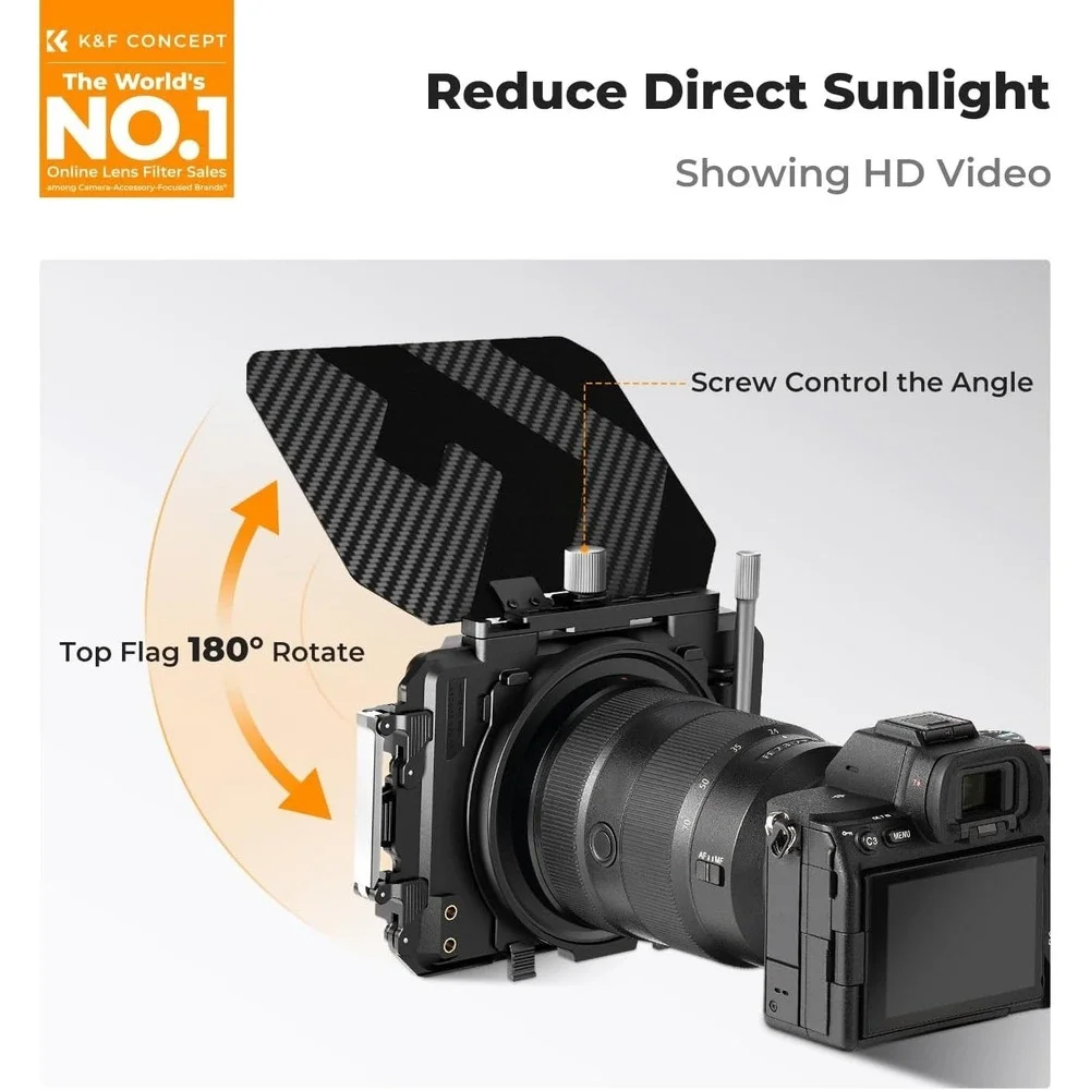 K&F Concept Matte Box Kit w/ Black Mist Filter &‎ Adapter Rings 67–95mm DSLR